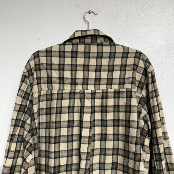Zara Tan Plaid Flannel Button Down Shirt Sz M - Picture 8 of 12